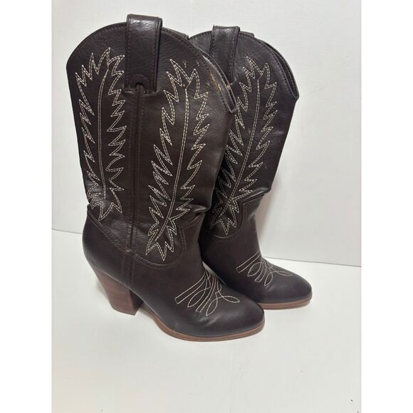 Miranda Cowboy Boots Women's Size 7 Brown Heeled Country Festival Nashville EUC - Picture 2 of 7